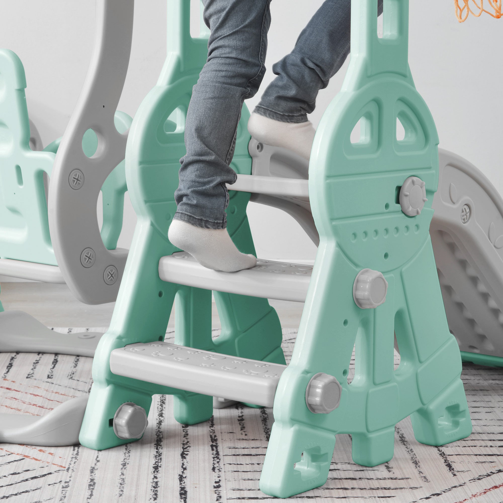 Toddler 3-in-1 Slide and Swing Set: Indoor & Outdoor Playground with Climber and Basketball Hoop