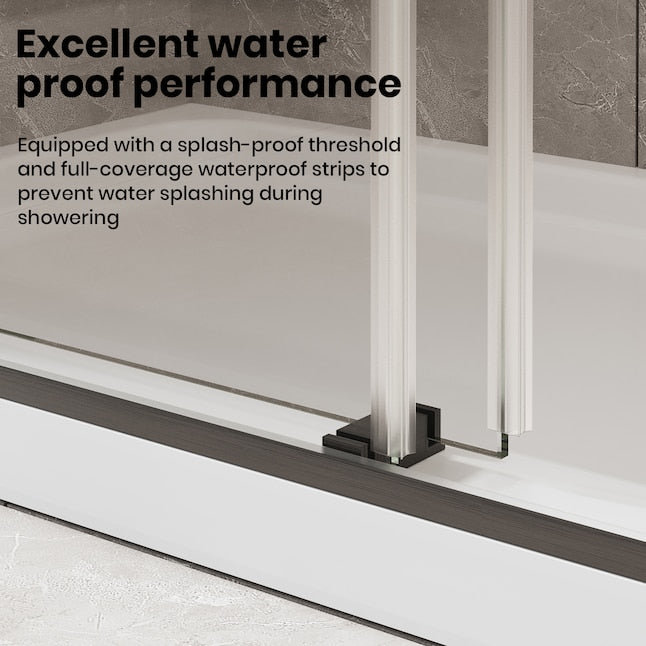 56 to 60in W x 76in H Frameless Shower Door Double Sliding Shower Door with Premium 6mm Thick Tempered Glass Stainless