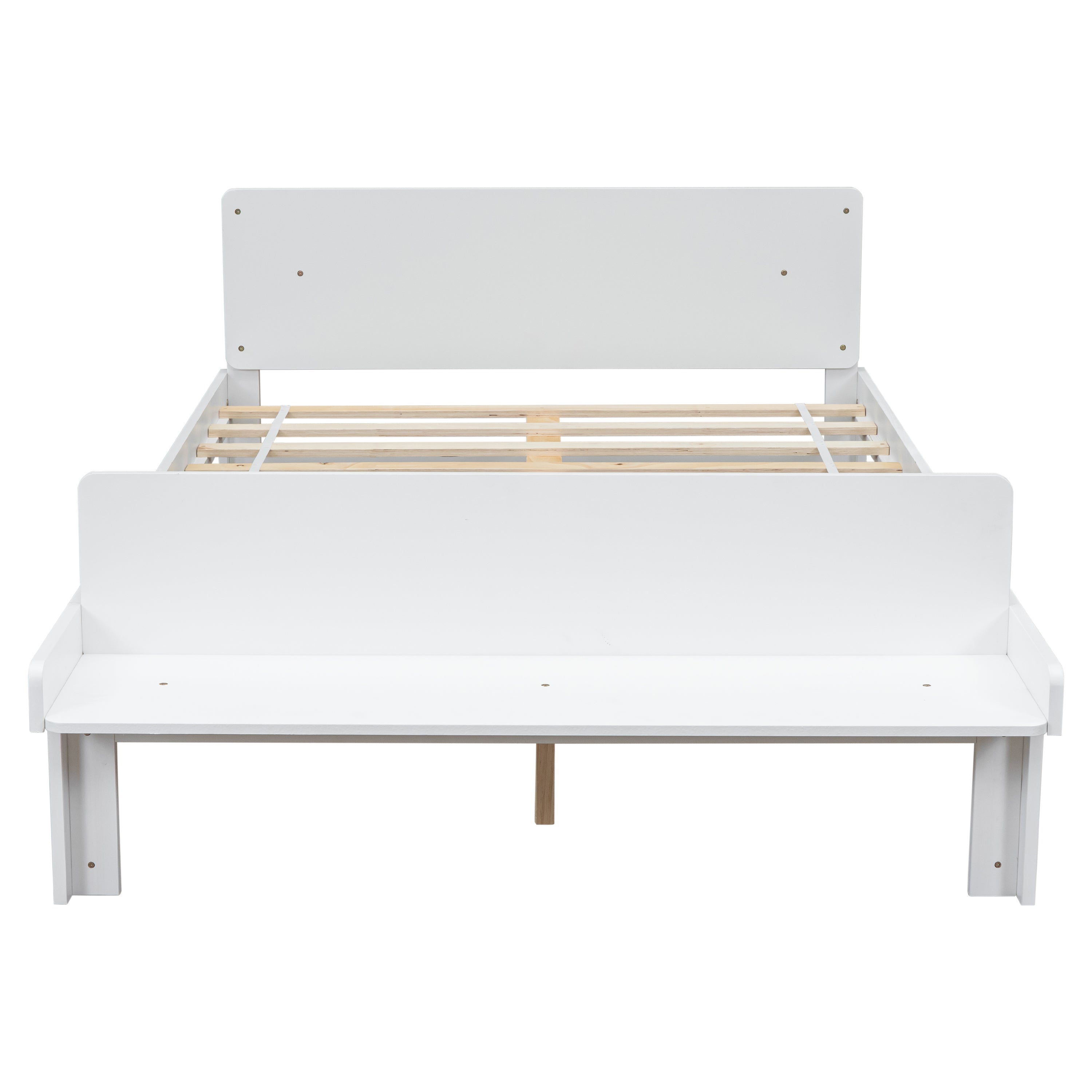Full Bed with Footboard Bench,White