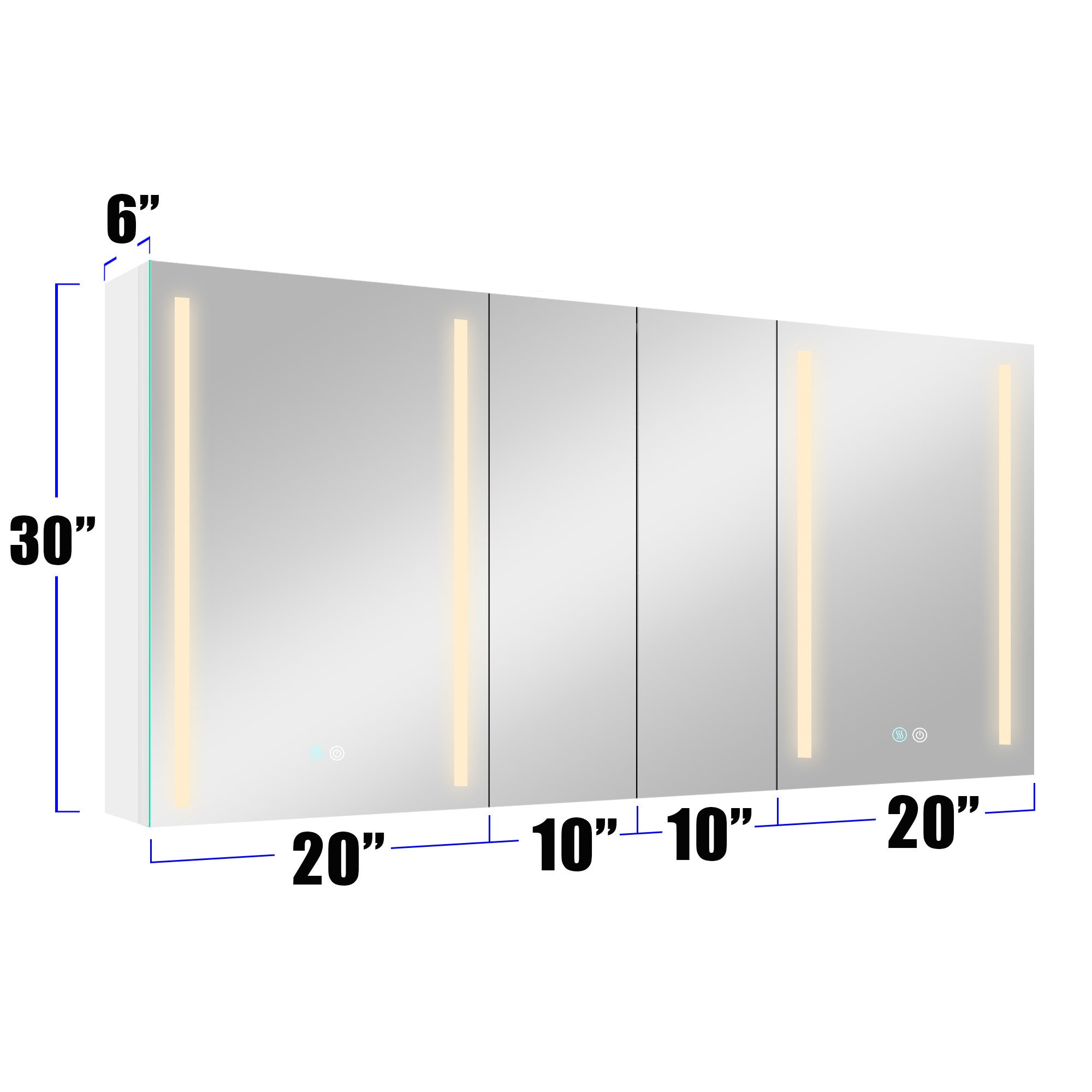 60x30 Inch LED Bathroom Medicine Cabinet Surface Mount Double Door Lighted Medicine Cabinet, Medicine Cabinets for Bathroom with Mirror Defogging, Dimmer White