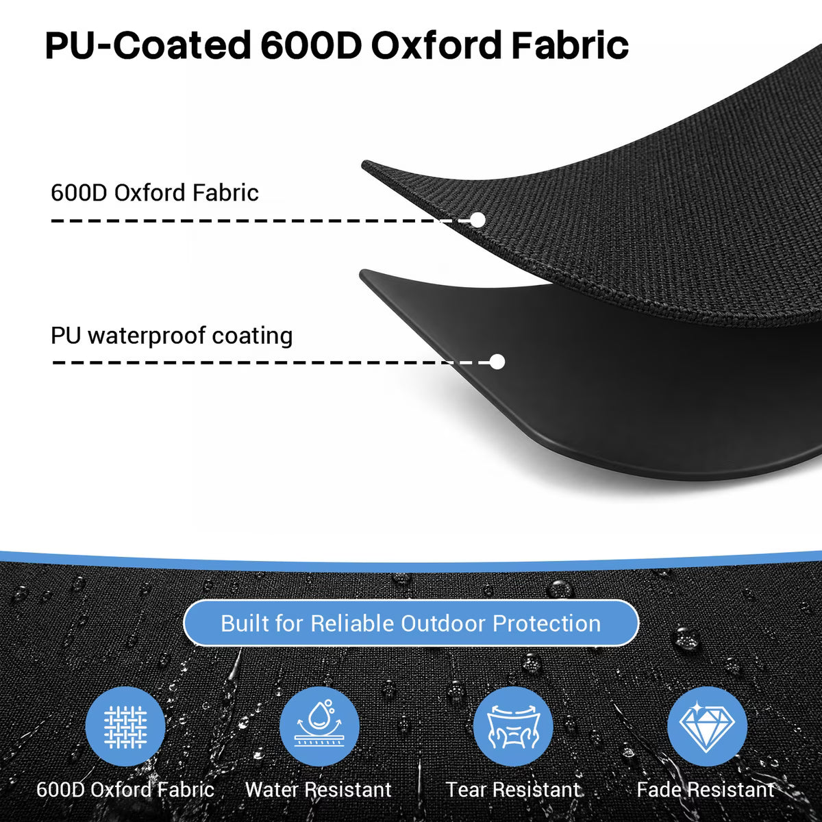 Outdoor 600D Oxford Fabric Waterproof Tarp Shelter Shade Cover Replacement Part Dog Kennel Accessory, Black, 4 x 8 x 6-in