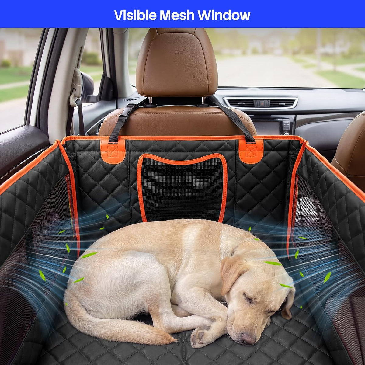 Orange Dog Car Seat Extender, Hard Bottom Dog Hammock for Cars,SUV Large