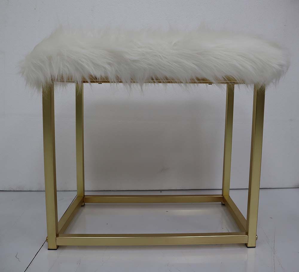 Vanity Mirror & Stool, Faux Fur, Mirror, Pink & Gold Finish AC00934