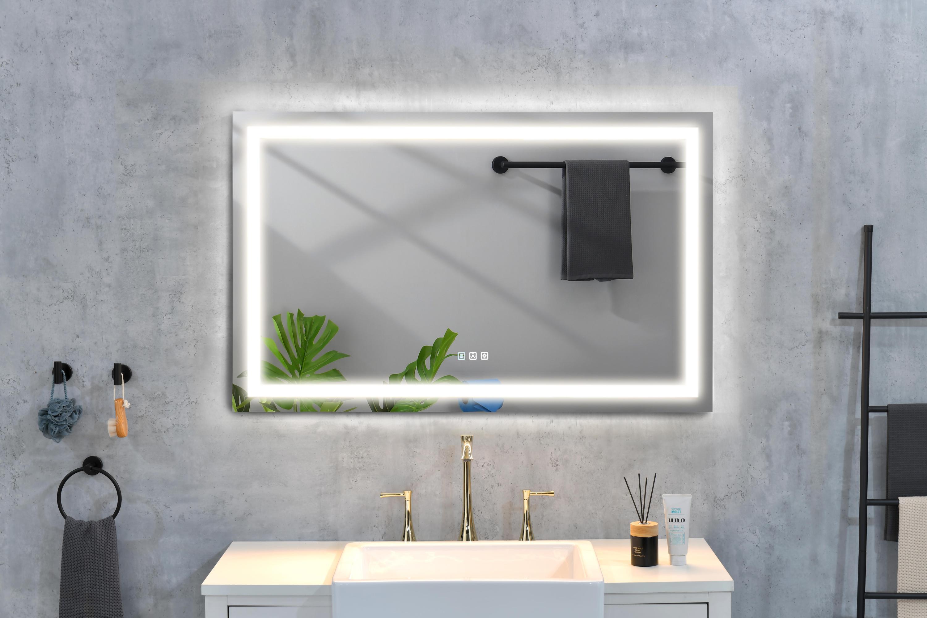 LED Bathroom Mirror  48 "x  36 " with Front and Backlight, Large Dimmable Wall Mirrors with Anti-Fog, Shatter-Proof, Memory, 3Colors, LED Vanity Mirror