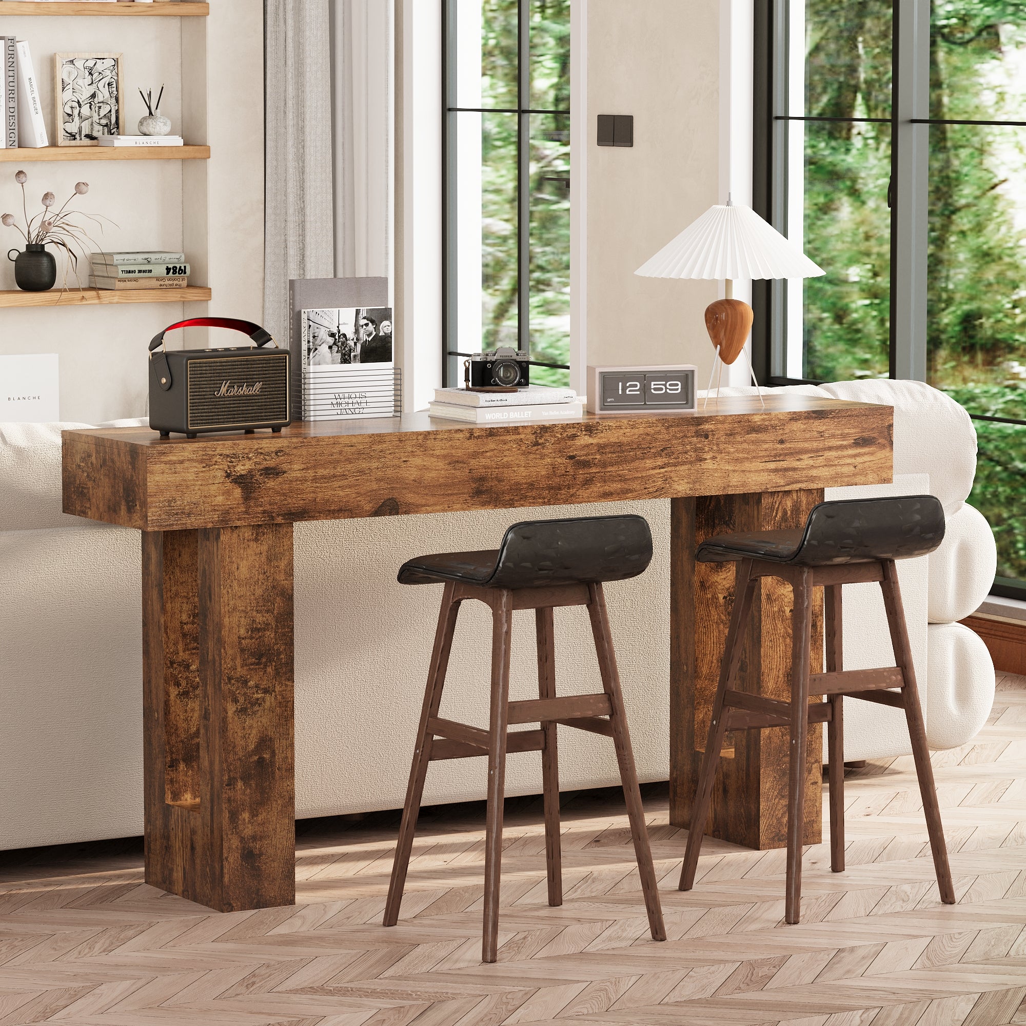 63-Inch Farmhouse Entryway Table for Entrance, Hallway, Living Room