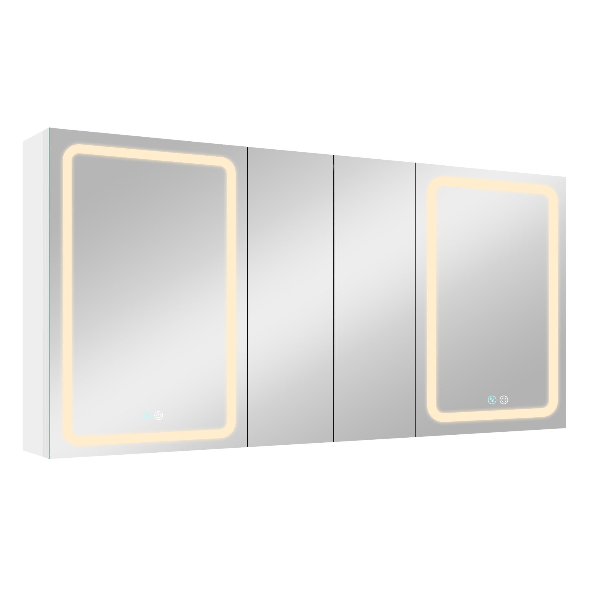 60x30 Inch LED Bathroom Medicine Cabinet Surface Mount Double Door Lighted Medicine Cabinet, Medicine Cabinets for Bathroom with Mirror Defogging, Dimmer White