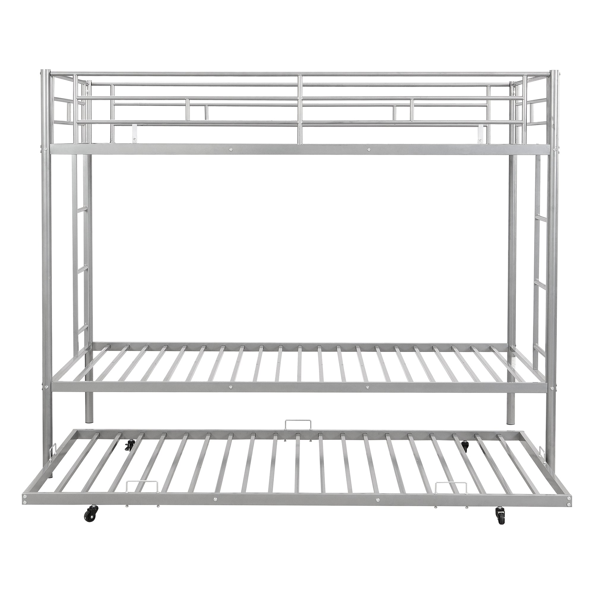 Twin over Twin Bunk Bed with Trundle, Silver