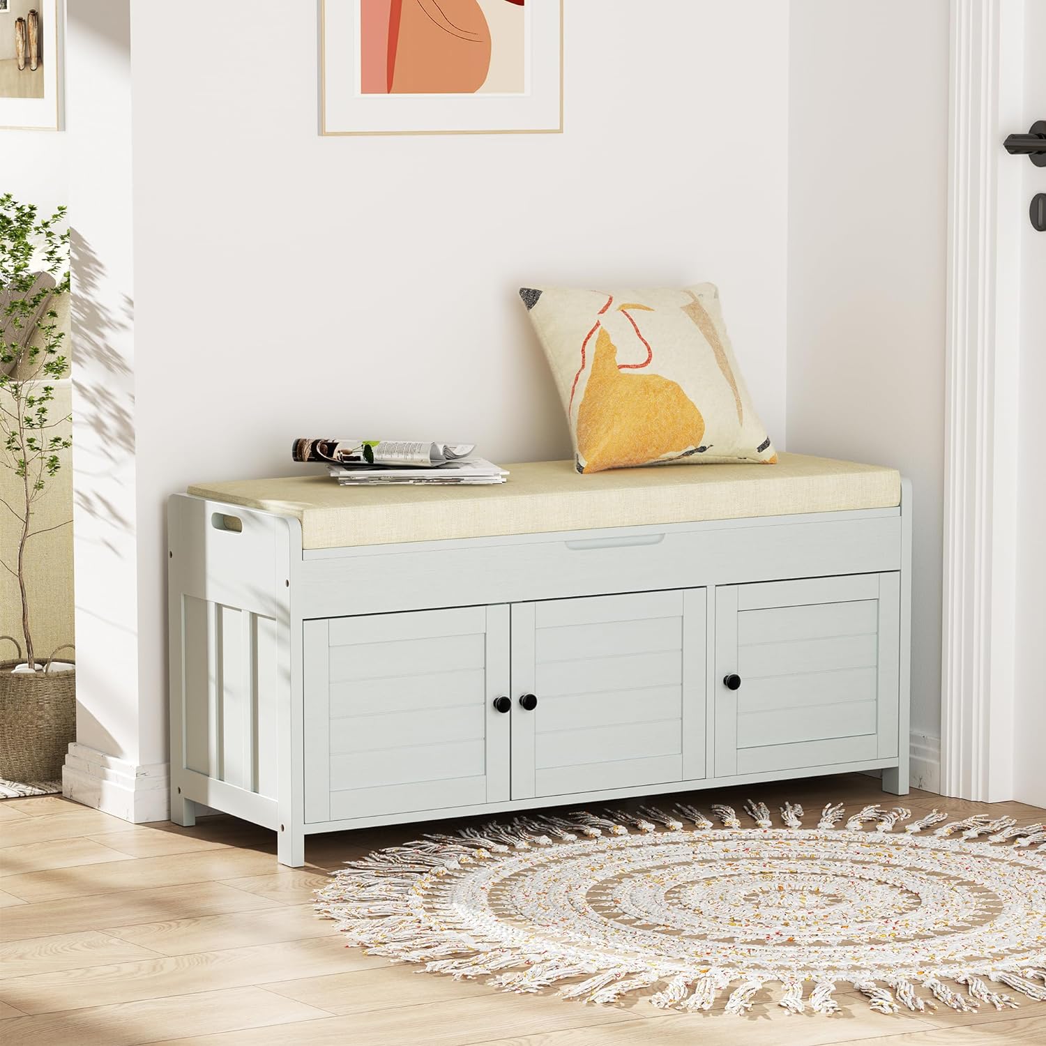 Shoe Storage Bench with Doors