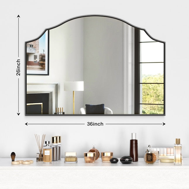 Arched Wall Mounted Vanity Mirror Anti-Rust Aluminum Frame Shatterproof Glass