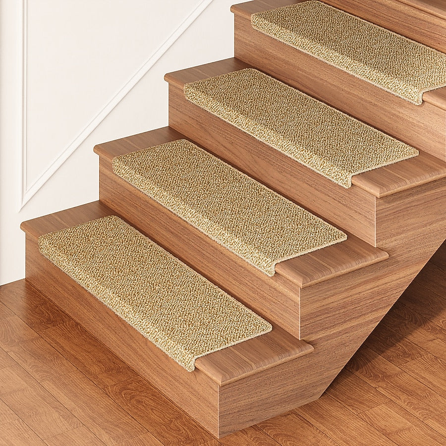 14 Pack Non Slip Stair Treads Cushioned Linen Rugs for Stairs Soft Durable Protection for Safe Slip-Free Steps