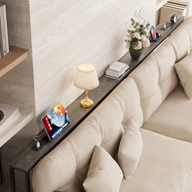 102 Inch Extra Long Narrow Console Table with Power Outlets and USB Ports Storage Sofa Table for Entryway Living Room Behind Sofa