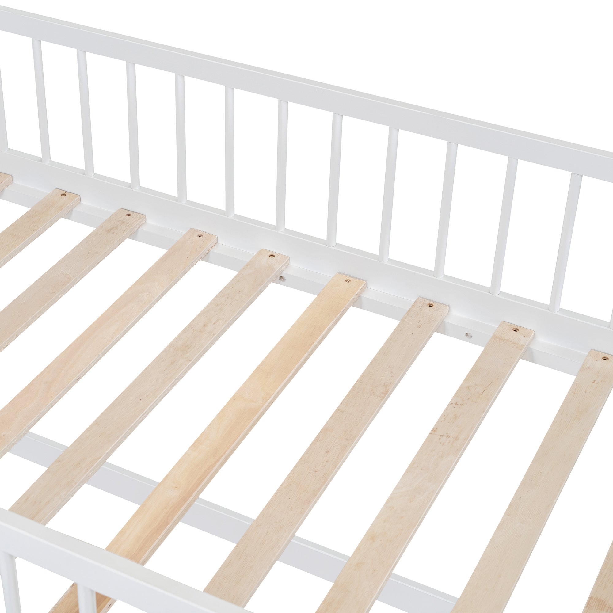 Twin Over Twin-Twin House Bunk Bed with Extending Trundle and Ladder