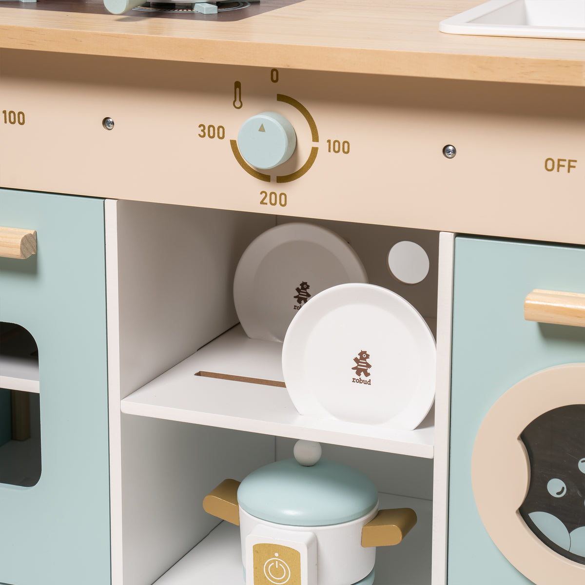 Modern Style Toy Kitchen Set for Boys& Girls 3+, Great Gift for Christmas, Party, Birthday(Blue & Gold)