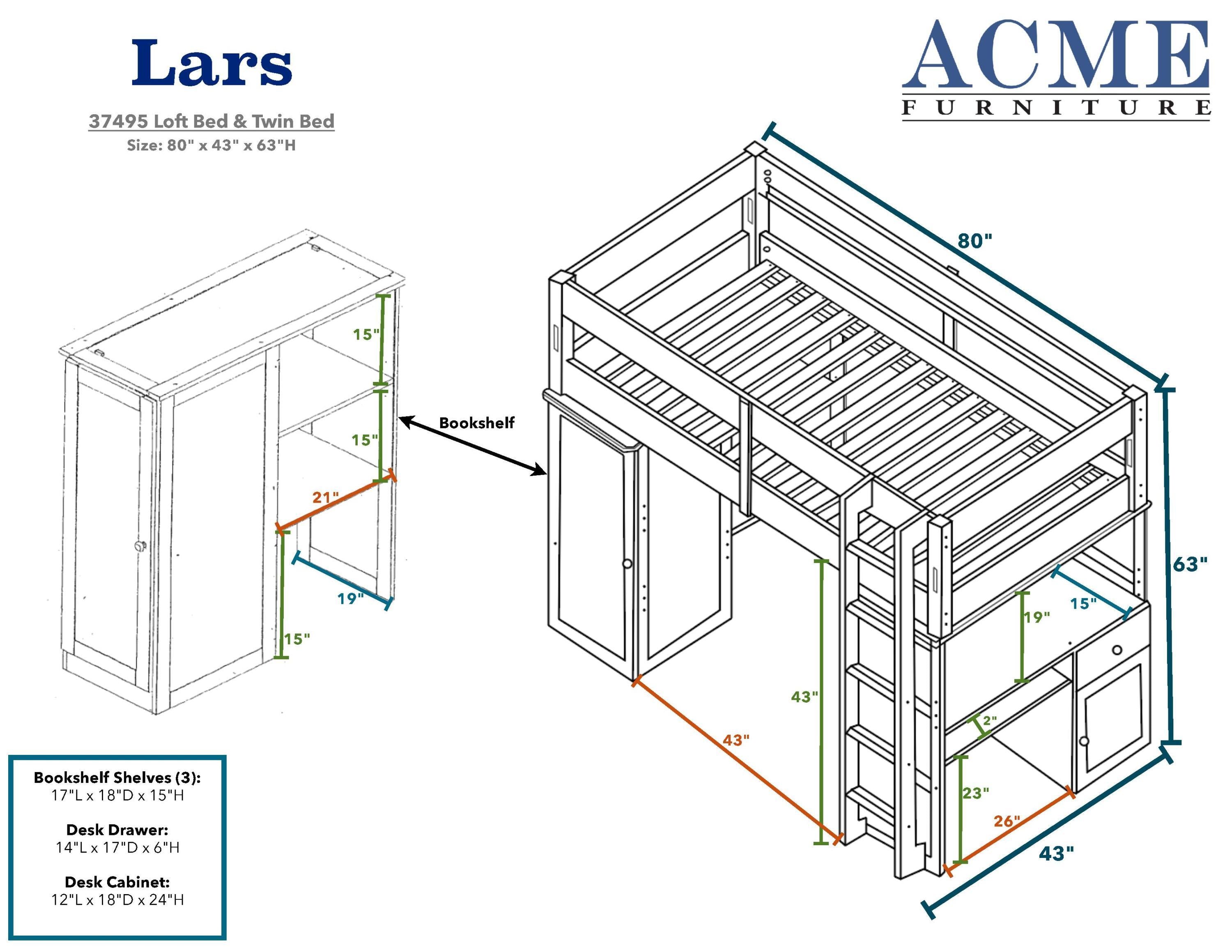 Lars Loft Bed & Ladder in Wenge 37495