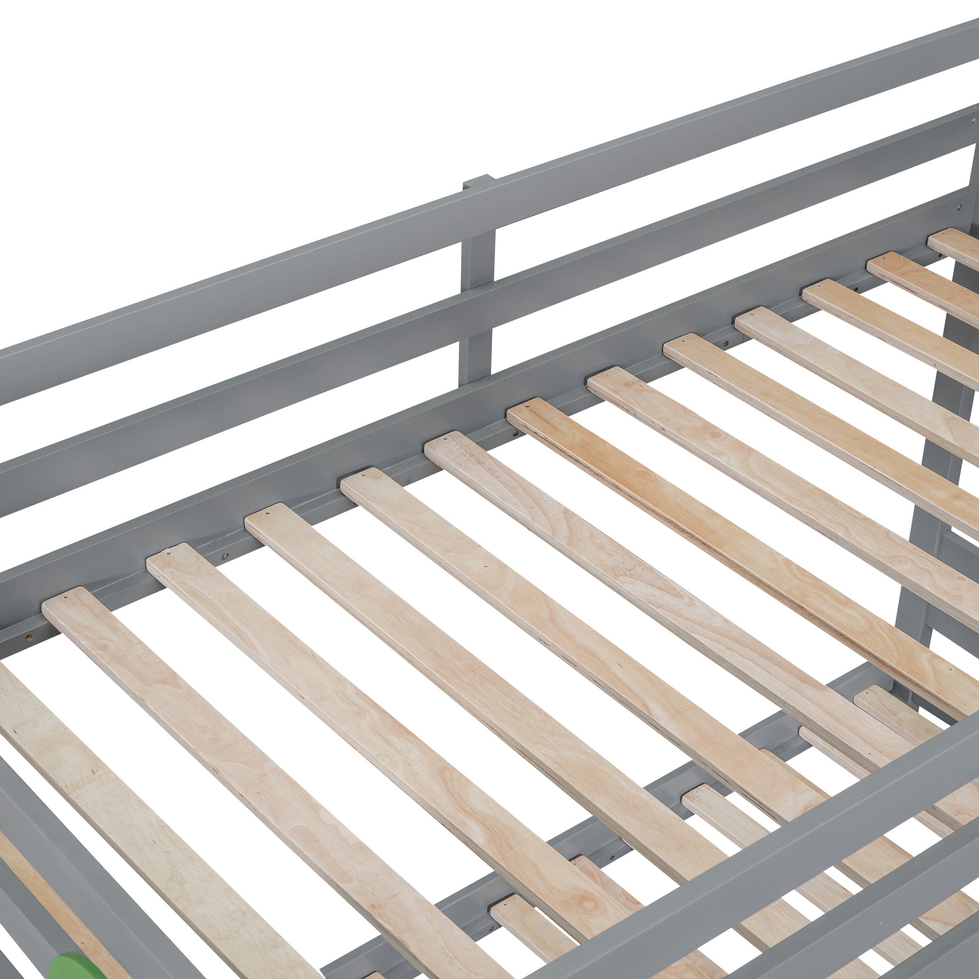 Twin-Over-Twin Bunk Bed with  a Tree Decor and Two Storage Drawers, Gray