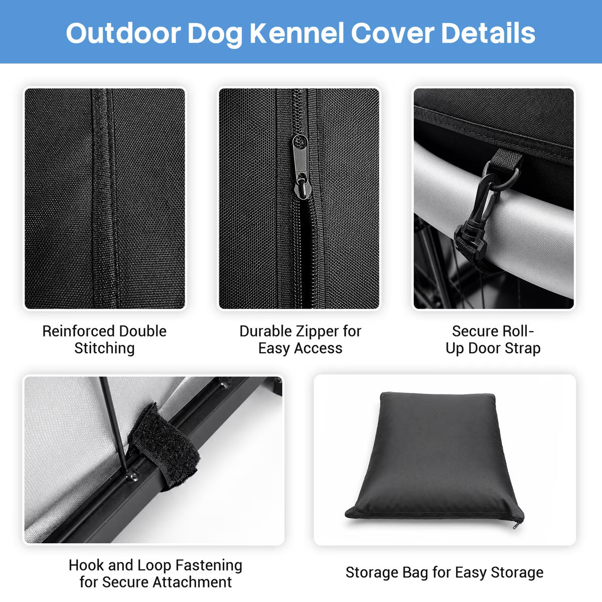Outdoor 600D Oxford Fabric Waterproof Tarp Shelter Shade Cover Replacement Part Dog Kennel Accessory, Black, 10 x 10 x 7-in