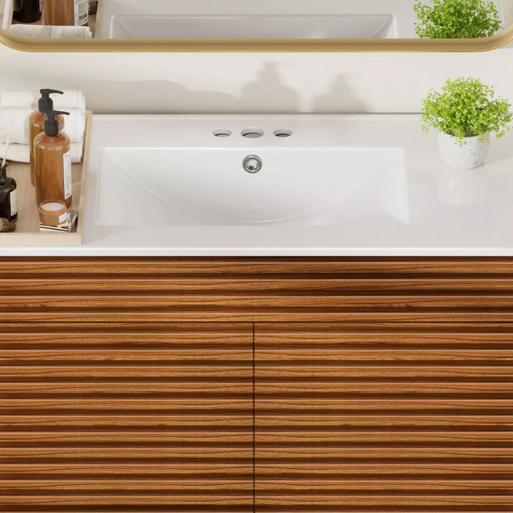 3-Hole 36 in. W x 18.25 in. D Classic Contemporary Rectangular Ceramic Single Sink Basin Vanity Top in White