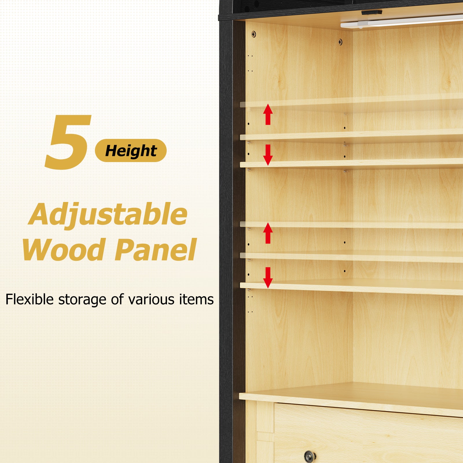 Storage Cabinet with Height Adjustable Shelf