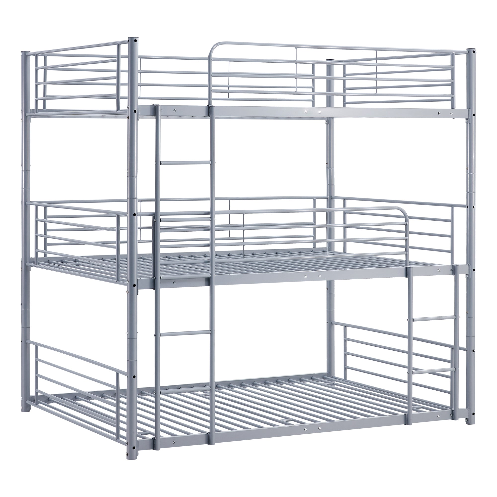 Full-Full-Full Metal  Triple Bed  with Built-in Ladder, Divided into Three Separate Beds,Gray(OLD SKU:LP000297AAE)