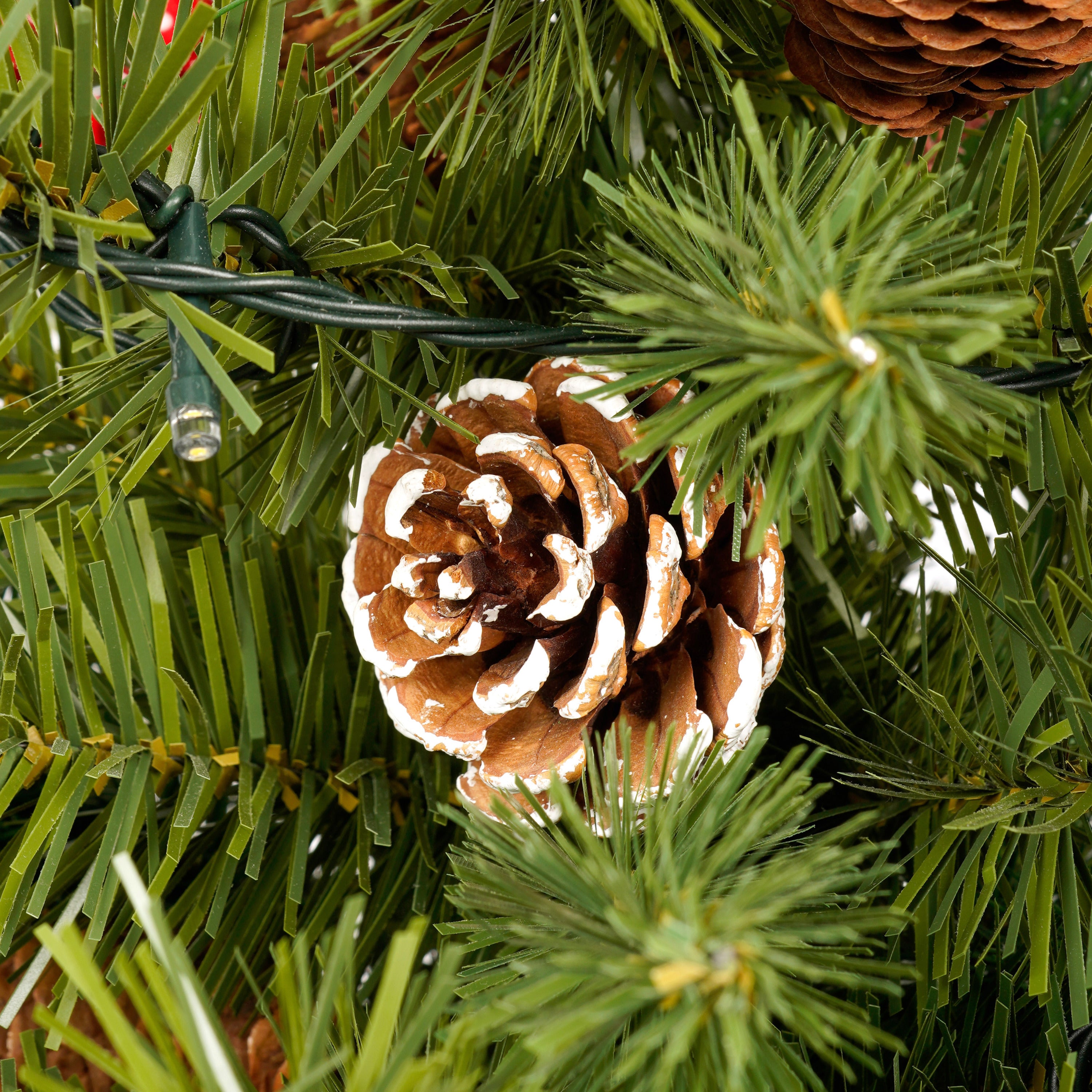 Xmas Tree Artificial Christmas 4-Piece Set,Garland, Wreath and Set of 2 3FT Entrance Trees X-mas with LED Lights, Christmas Tree