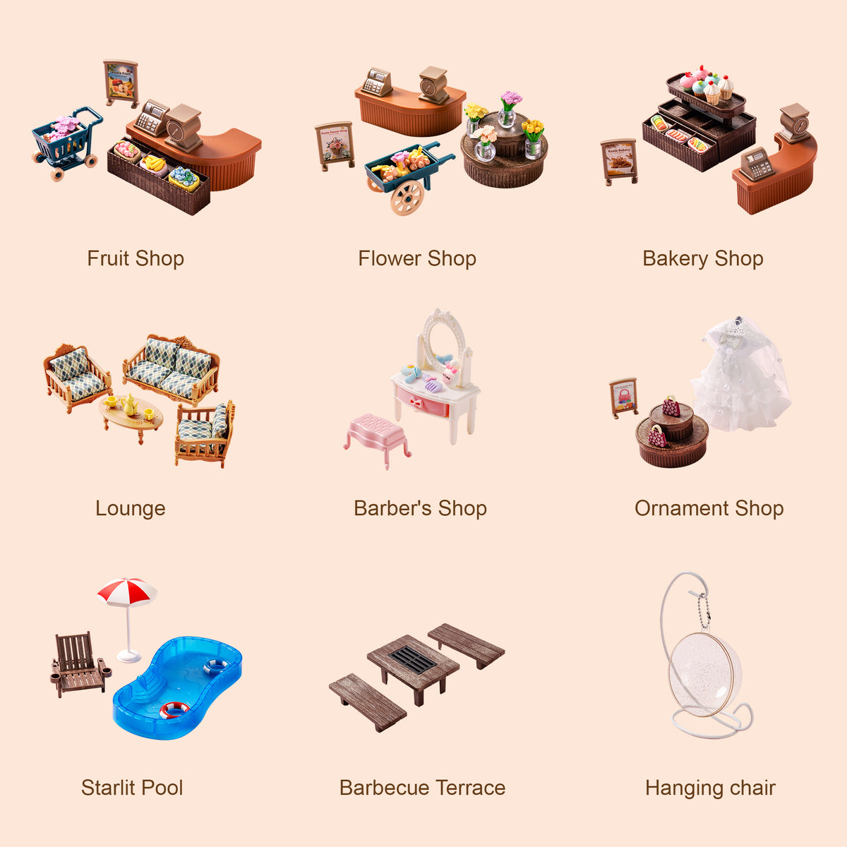 Wooden Shopping Mall Dollhouse, Pretend Playset for Kids, Suitable for Christmas Party& Birthday