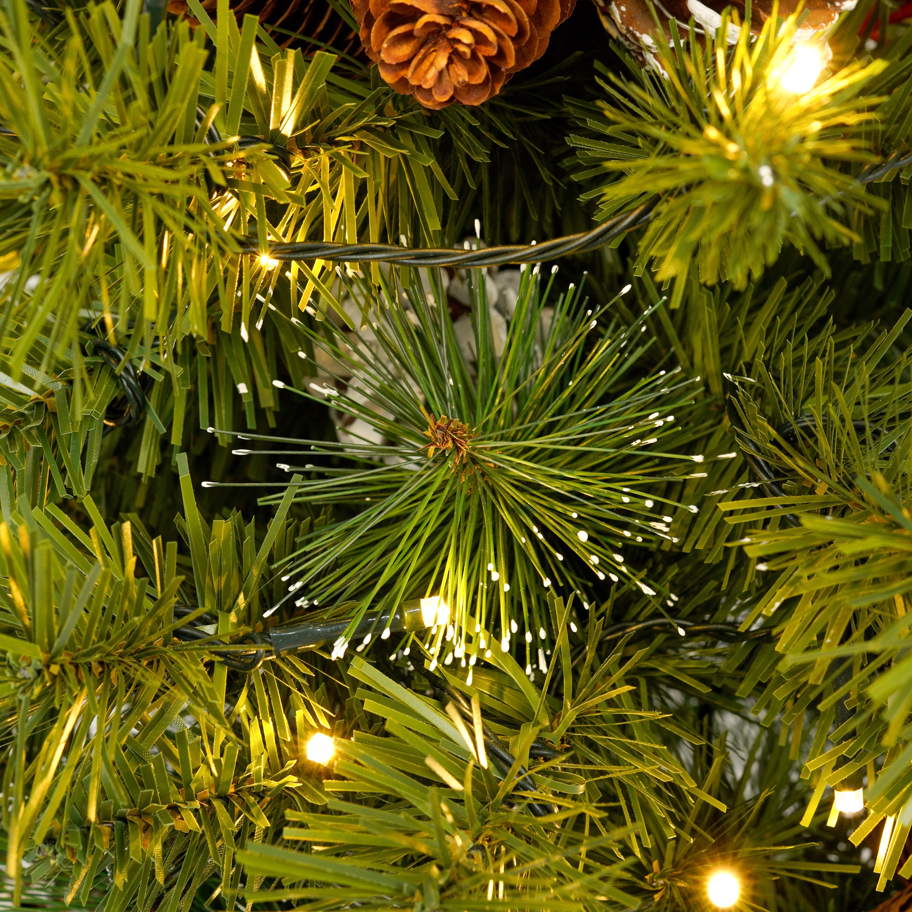 Xmas Tree Artificial Christmas 4-Piece Set,Garland, Wreath and Set of 2 3FT Entrance Trees X-mas with LED Lights, Christmas Tree