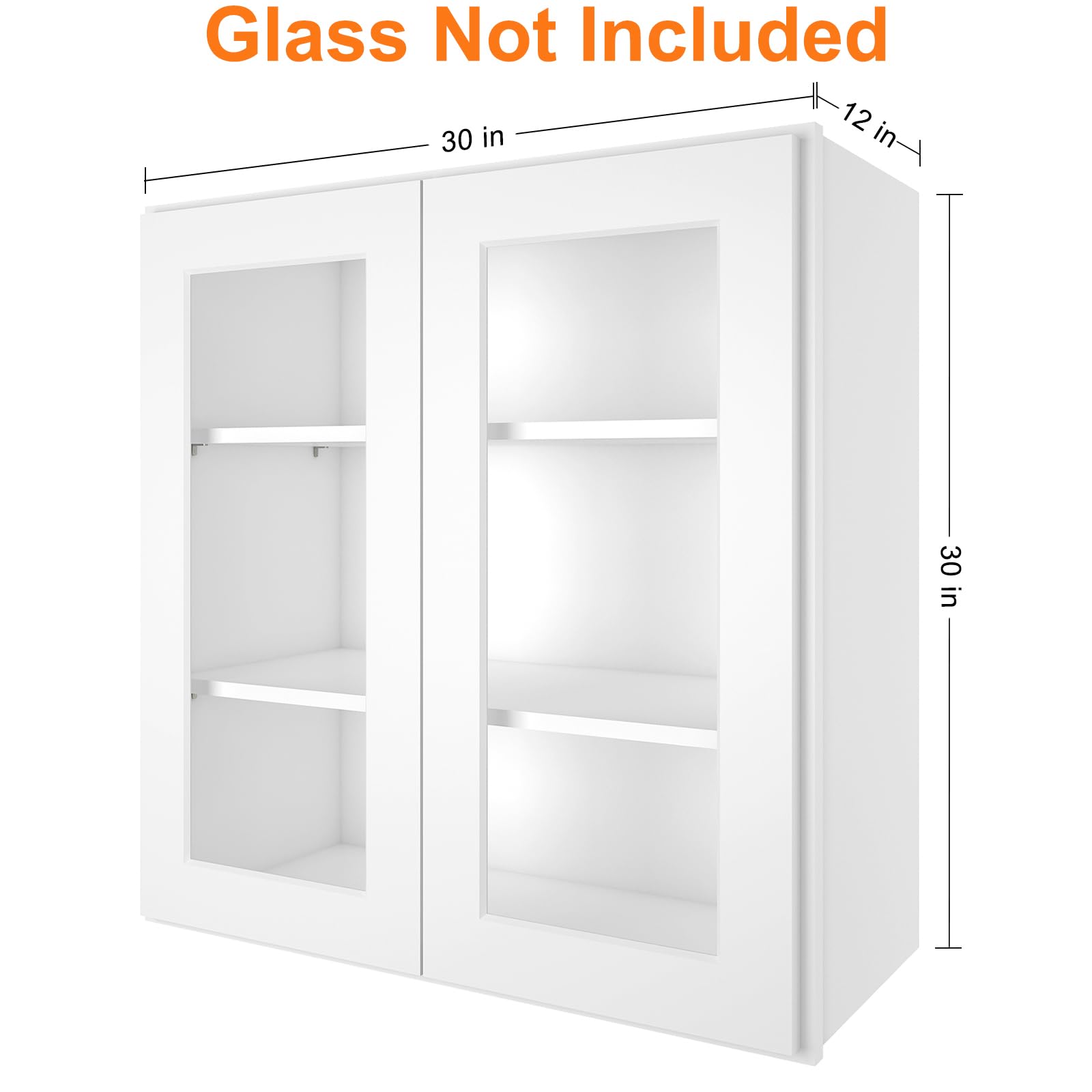 Wall Mounted Frameless Glass Door Cabinets Shaker White