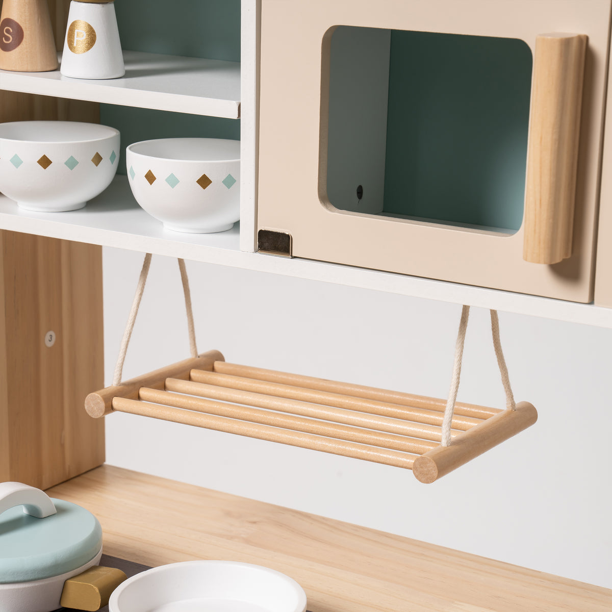 Modern Style Toy Kitchen Set for Boys& Girls 3+, Great Gift for Christmas, Party, Birthday(Blue & Gold)