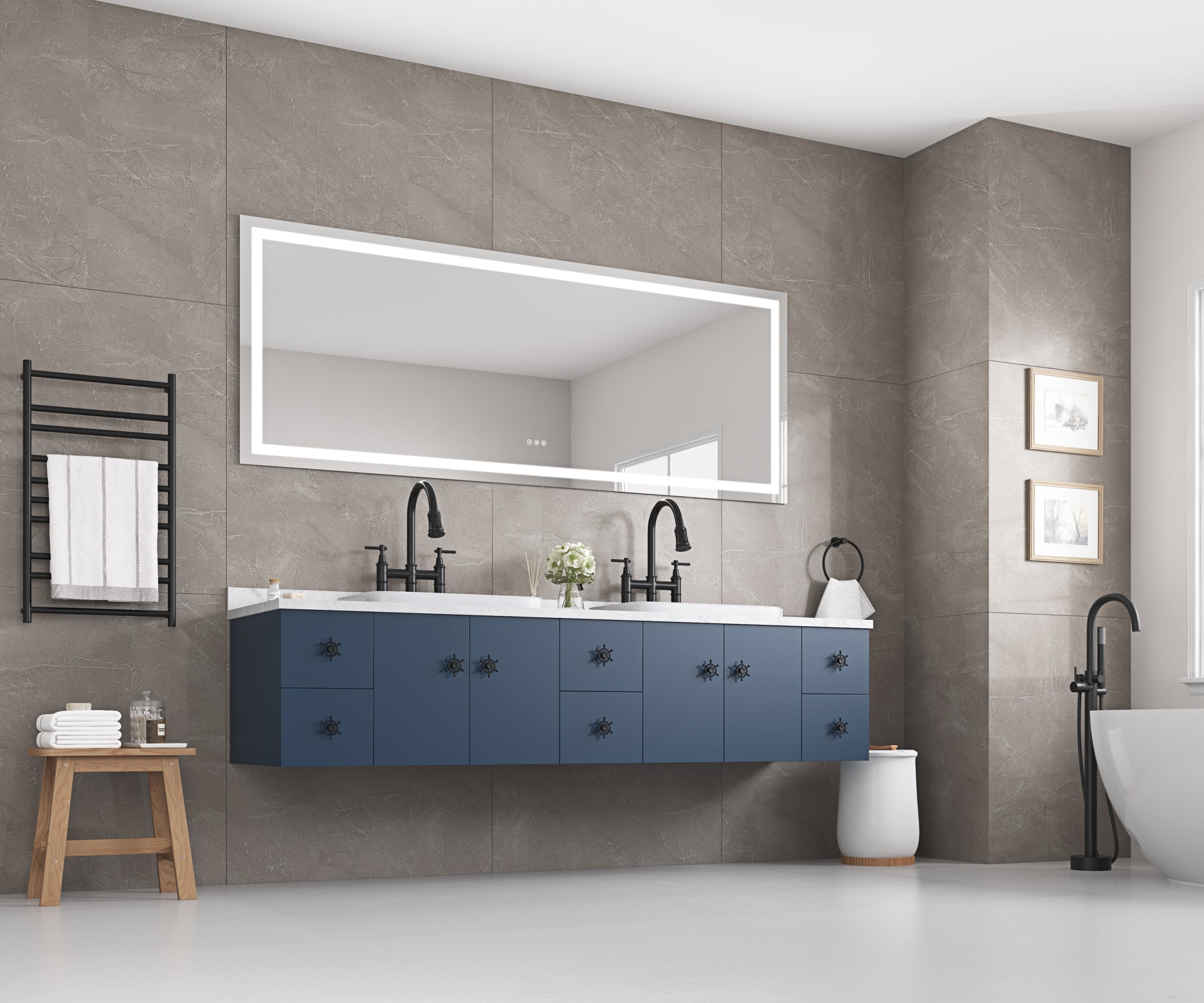 LED Bathroom Mirror 72  "x   36" with Front and Backlight, Large Dimmable Wall Mirrors with Anti-Fog, Shatter-Proof, Memory, 3 Colors, LED Vanity Mirror