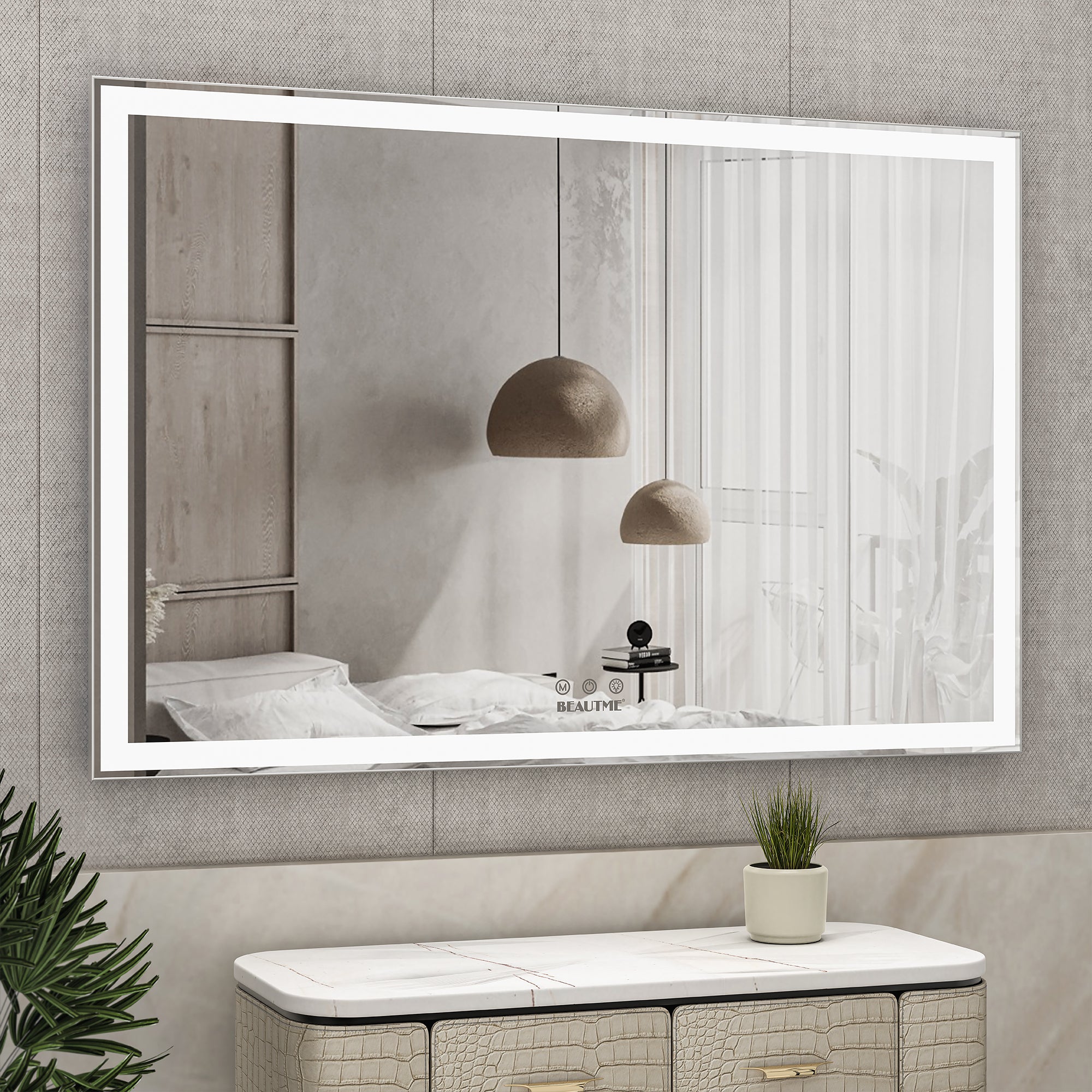 60x40 inch Oversized LED Bathroom Mirror Wall Mounted Mirror with 3 Color Modes  Aluminum Frame Large Wall Mirror for Bathroom
