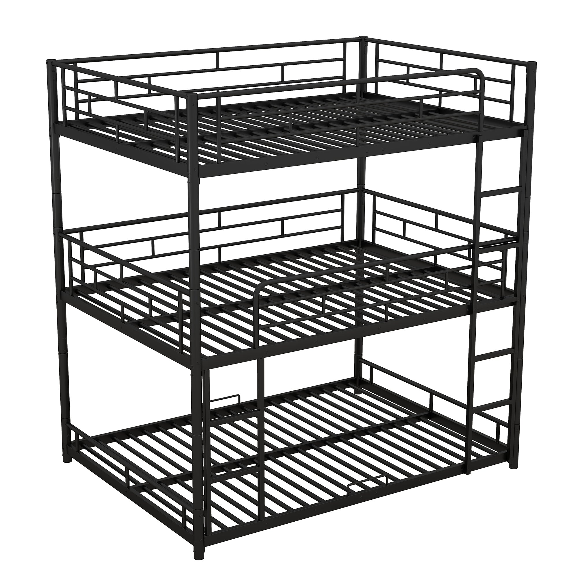 Metal Full Size Triple Bunk Bed, Black