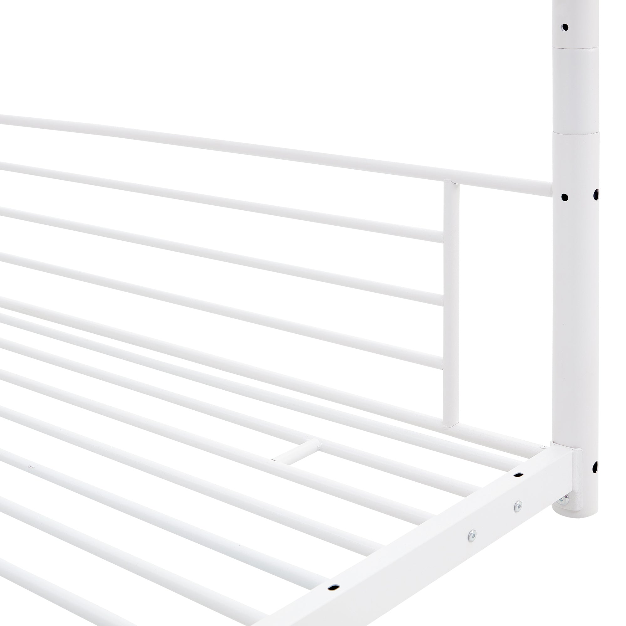 Full-Full-Full Metal  Triple Bed  with Built-in Ladder, Divided into Three Separate Beds,White(OLD SKU:LP000297AAK)