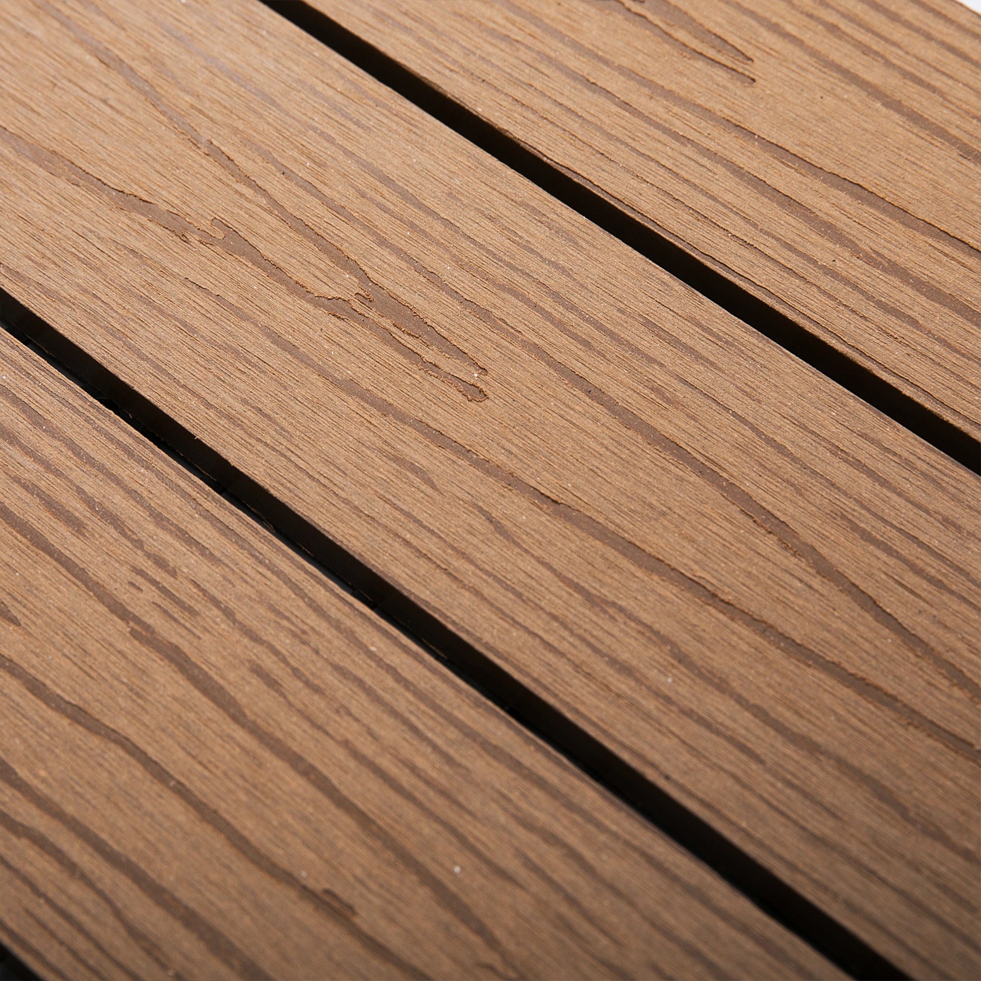 Outsunny Interlocking Deck Tiles, Pack of 11 Outdoor Flooring Patio Tiles, 12" x 12", All Weather for Porch, Balcony, Backyard for a New Classic Look, Teak