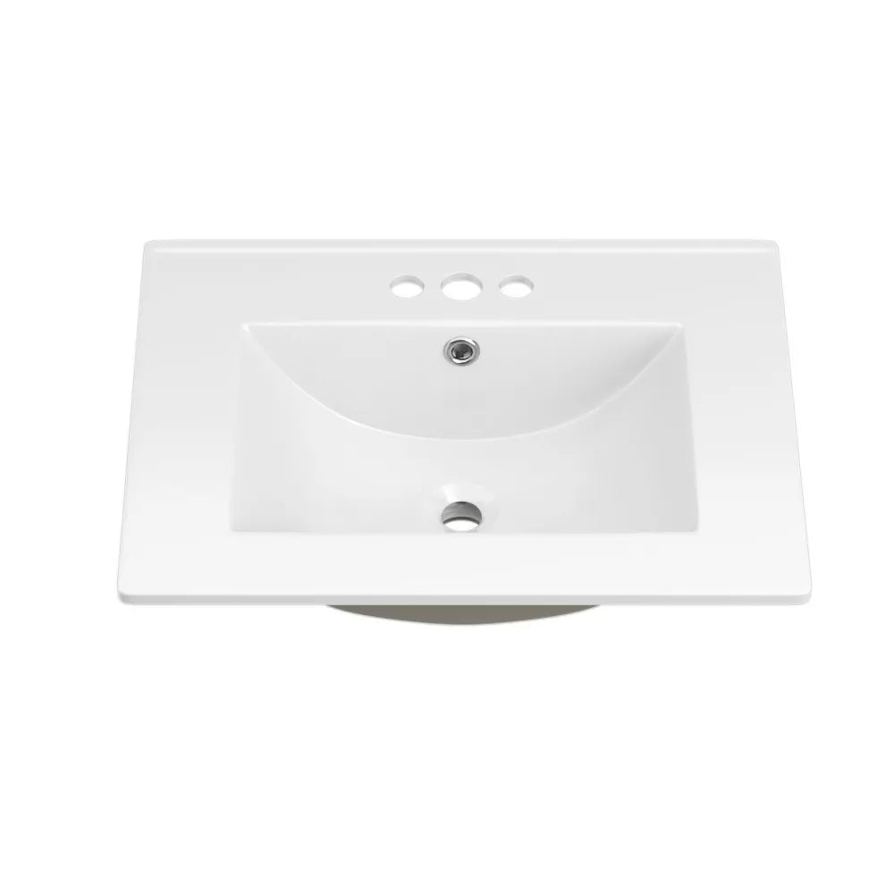 3-Hole 30 in. W x 18.25 in. D Classic Contemporary Rectangular Ceramic Single Sink Basin Vanity Top in White