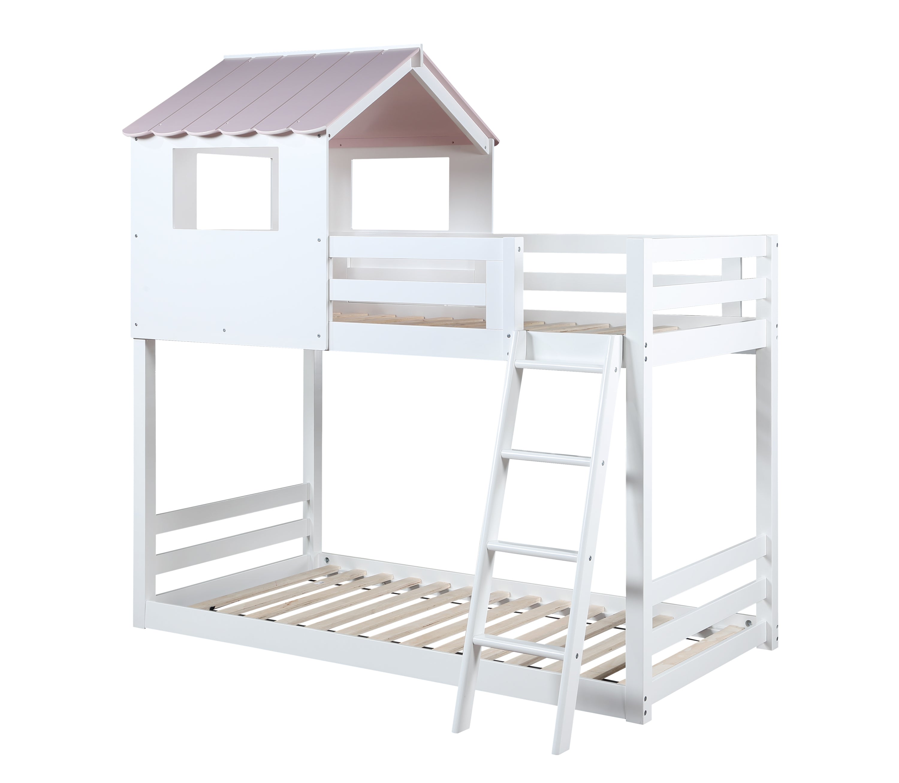 Solenne T/T Bunk Bed, White & Pink Finish BD00705