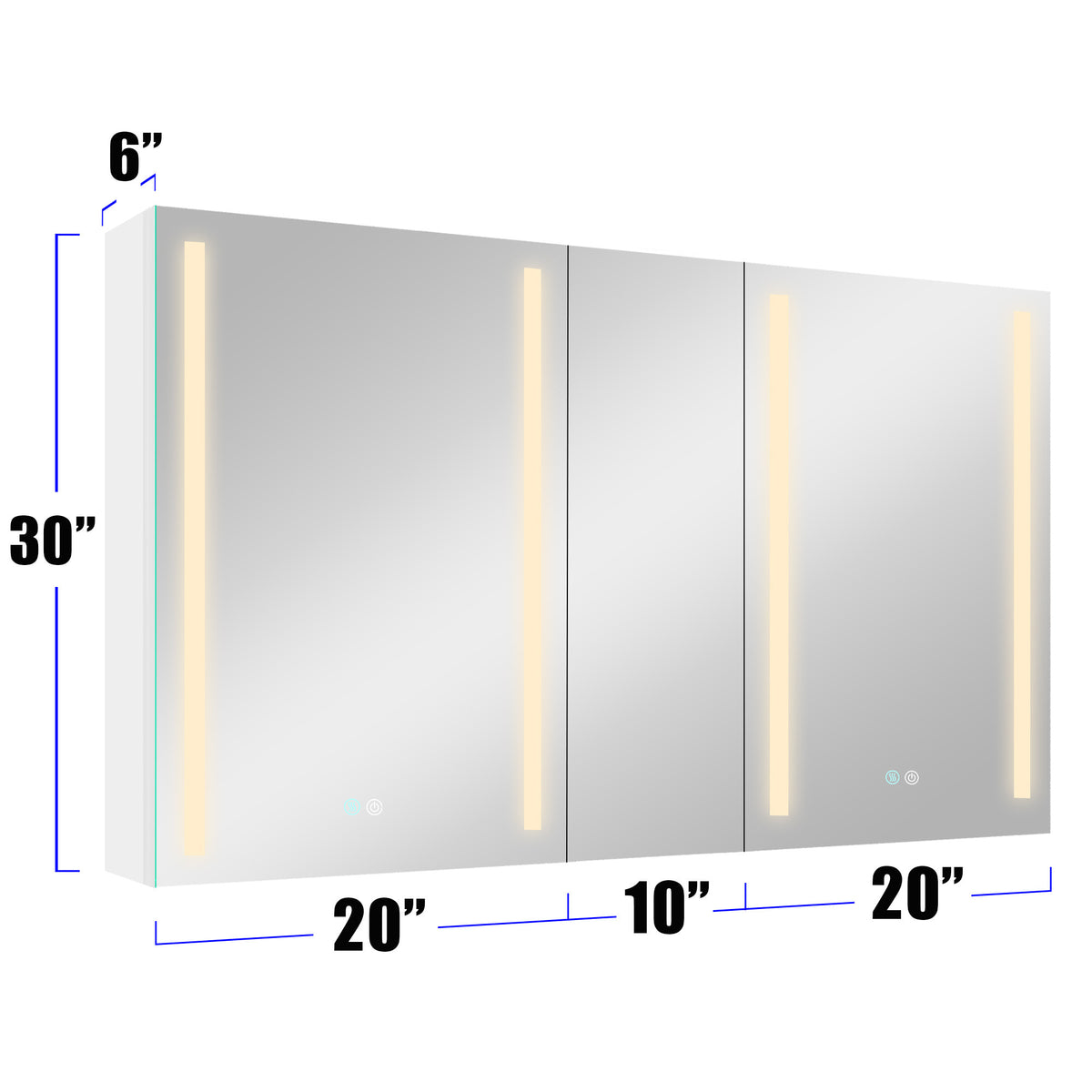 50x30 Inch LED Bathroom Medicine Cabinet Surface Mount Double Door Lighted Medicine Cabinet, Medicine Cabinets for Bathroom with Mirror Defogging, Dimmer White