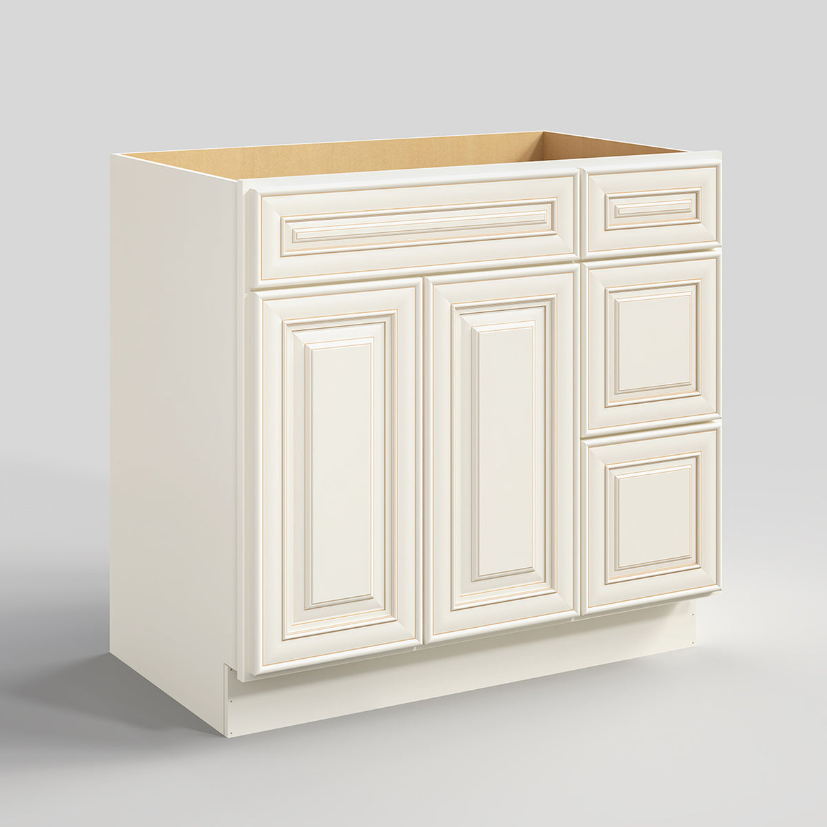 V Series One Left Door Three Drawer Bathroom Vanity Base Cabinet, Kitchen Cabinet