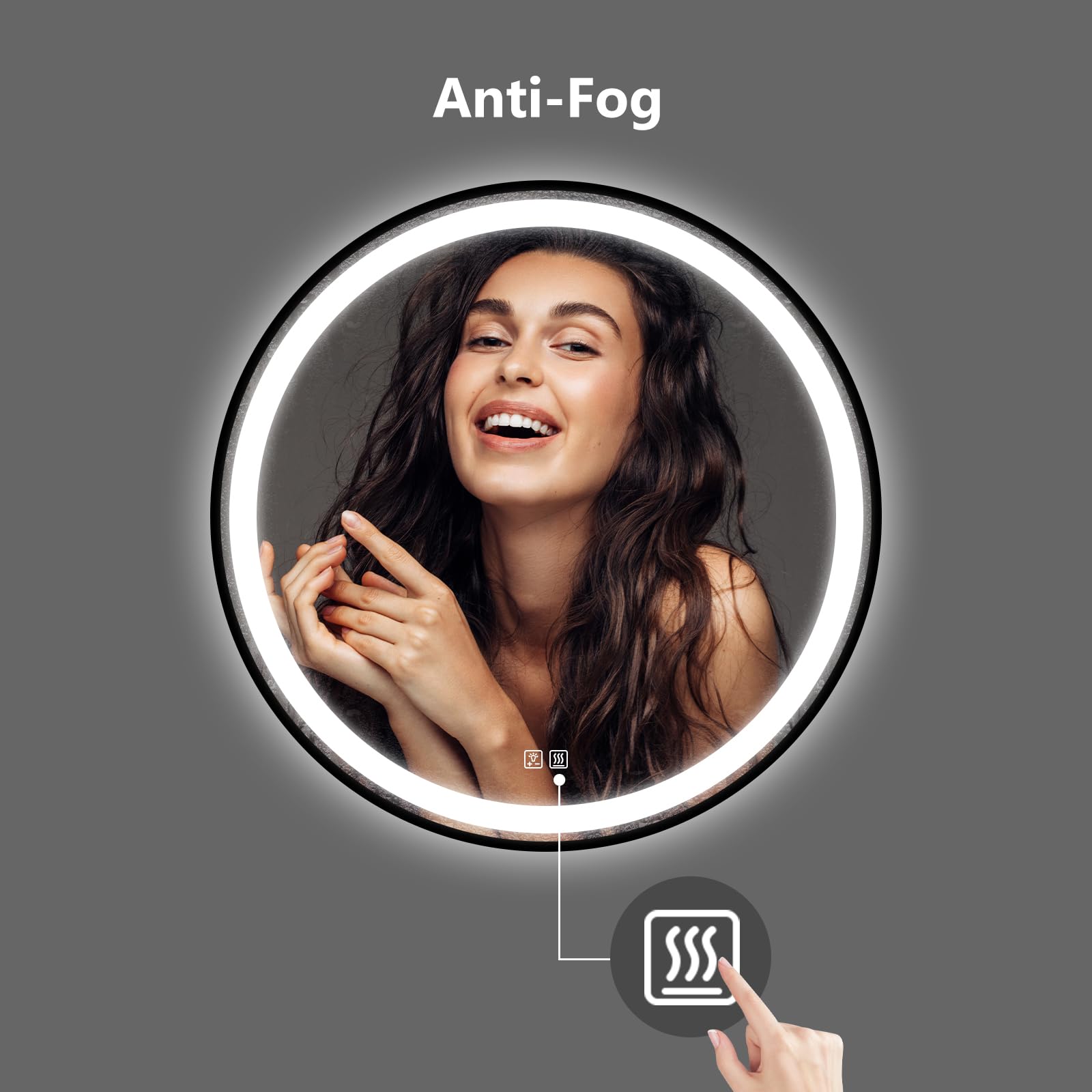 4 in 1 Black Framed Round Bathroom Mirror