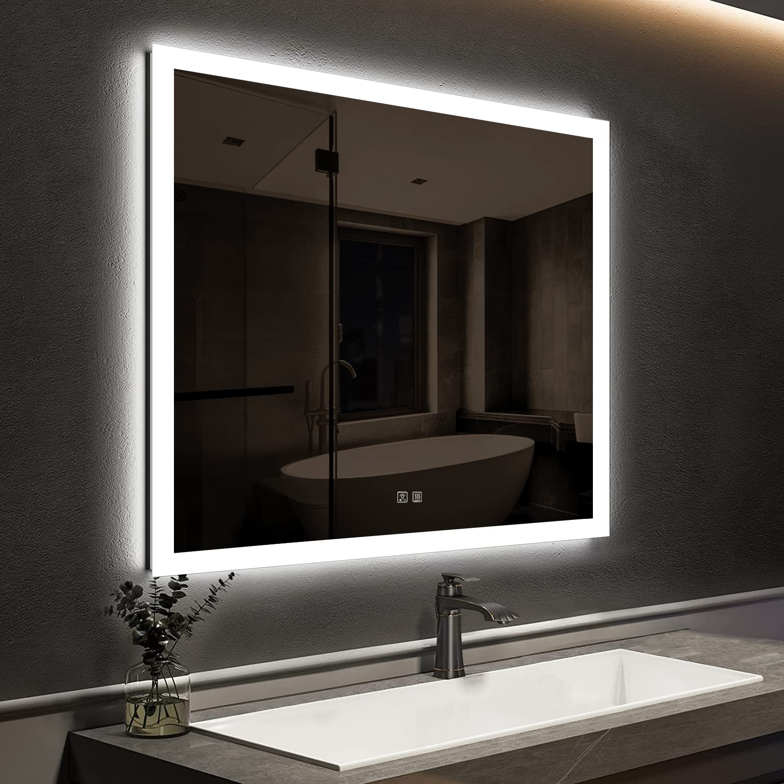 Frameless Rectangular Led Bathrooms Mirrors with Dimmable Lights
