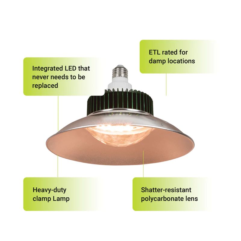 9.75 in. 1-Light 33 -Watt 28.22 PPF LED White Grow Light with Shade and an E26 Base for Plant Growth (3-Pack)