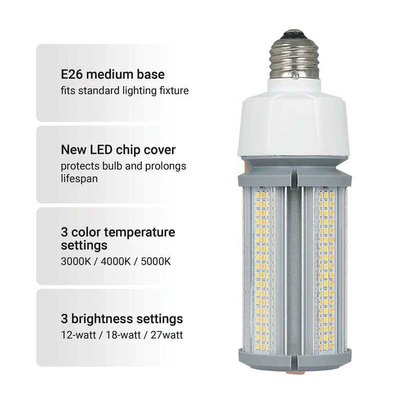 150-Watt Equivalent Cob E26 3900 Lumens LED Light Bulb 3000-5000K Sunlight Color Temperature in Bright White (4-Pack)