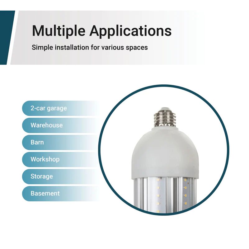 250-Watt Equivalent Cob E26 5000 Lumen robust LED Light Bulb 5000K in Bright White, a Bulb Included (8-Pack)