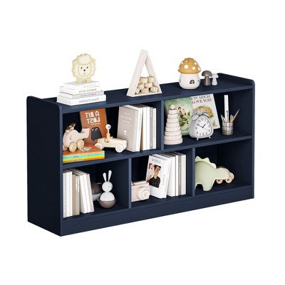 Wooden Storage Cabinet with 5 Sections Montessori Kids Bookshelf and Toy Organizer for Nursery Playroom and Classroom