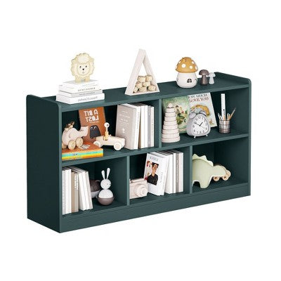 Wooden Storage Cabinet with 5 Sections Montessori Kids Bookshelf and Toy Organizer for Nursery Playroom and Classroom