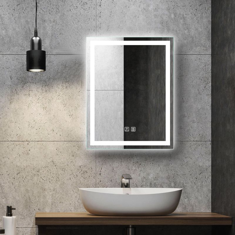 Frameless Frosted Square Led Bathroom Mirrors with Dimmable Lights