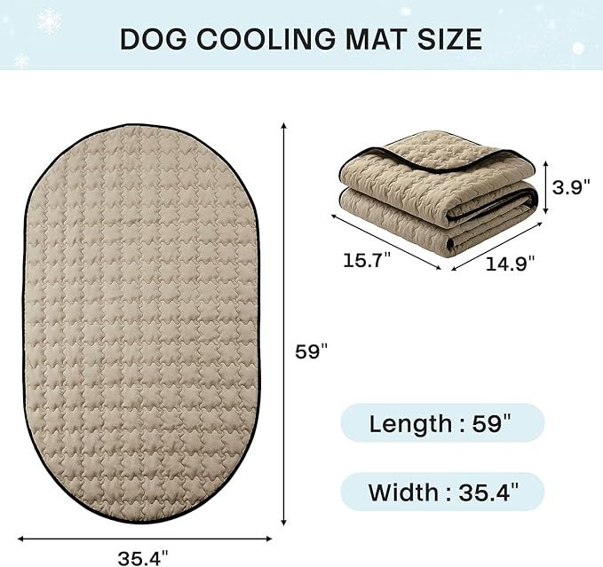 ROOMTECT Dog Cooling Mat, 59" Extra Large Thick & Breathable Q-Max>0.5 Cooling Pad for Dog Waterproof Dual-Sided Fabric for All Seasons Pet Cooling Mat for Indoor and Outdoor
