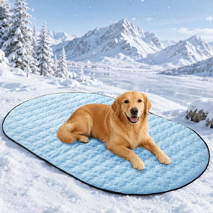 ROOMTECT Dog Cooling Mat, 59" Extra Large Thick & Breathable Q-Max>0.5 Cooling Pad for Dog Waterproof Dual-Sided Fabric for All Seasons Pet Cooling Mat for Indoor and Outdoor