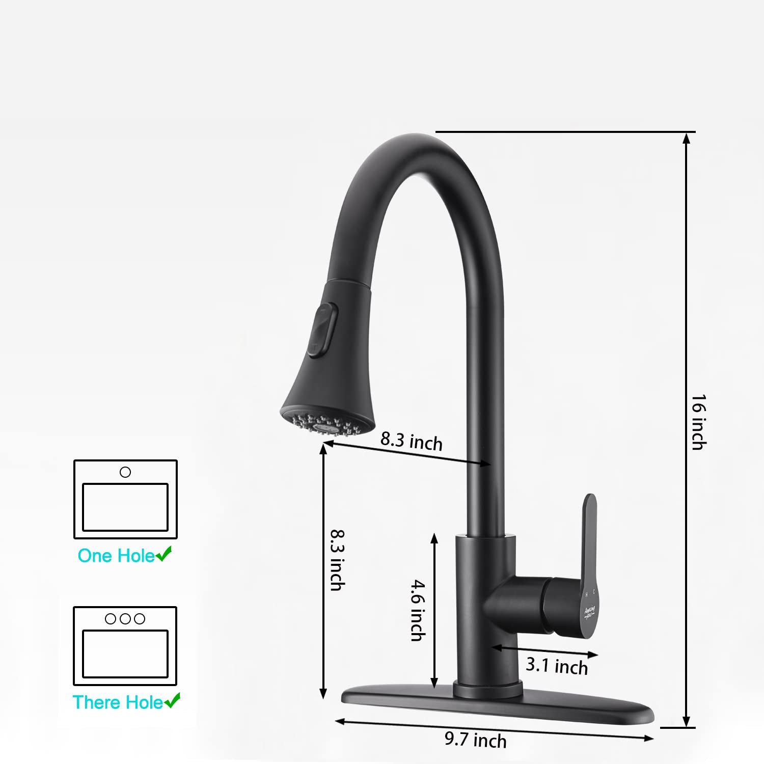 Kitchen Faucet with Pull Down Sprayer 2 Modes