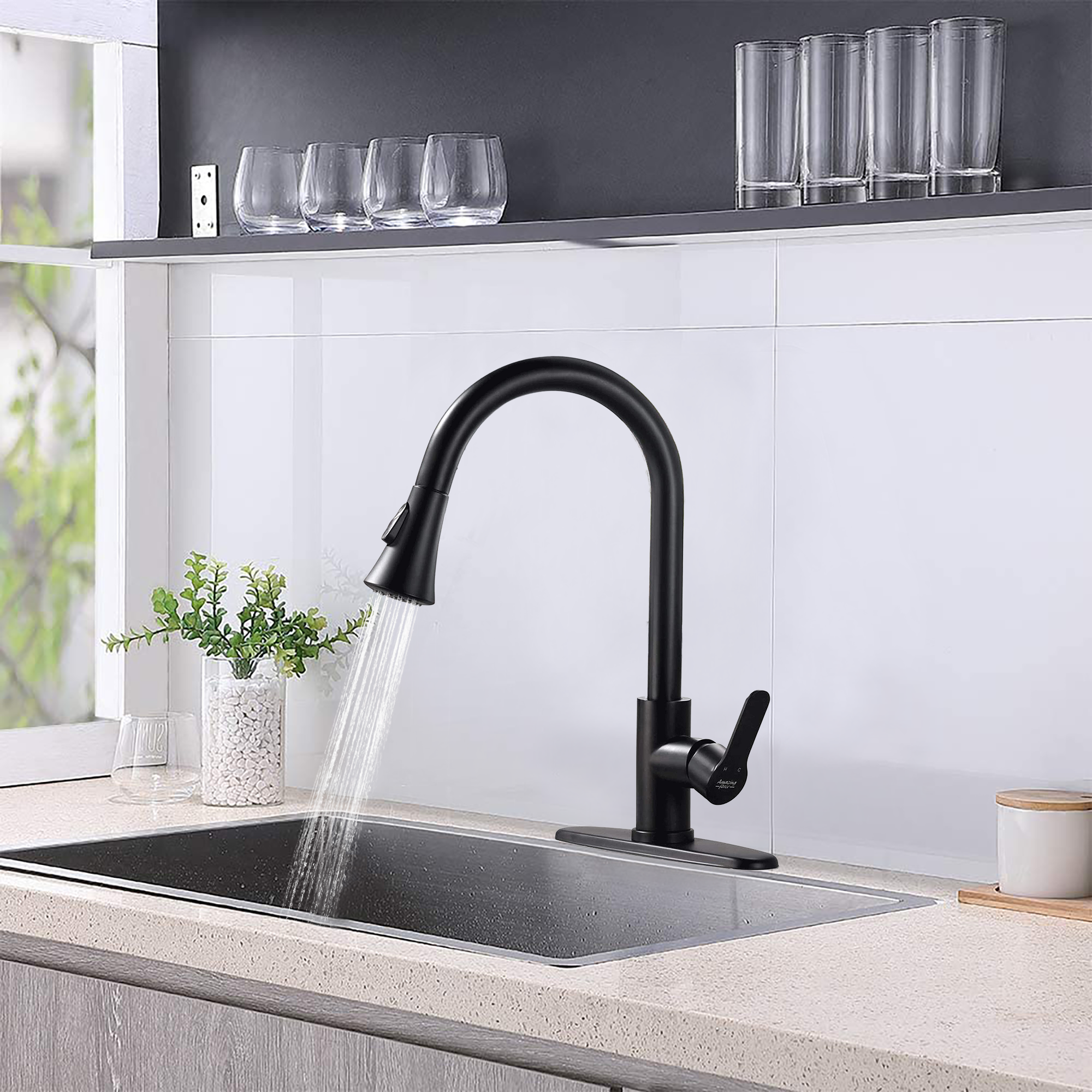 Kitchen Faucet with Pull Down Sprayer 2 Modes