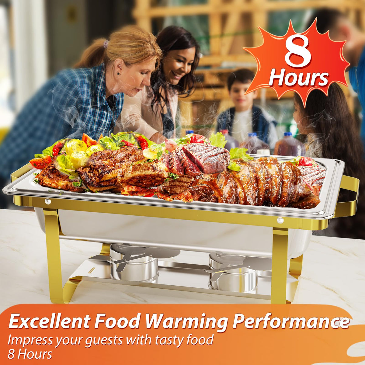 8QT 304 Stainless Steel Chafing Dish Buffet (4 Pack)